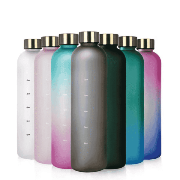1L high Quality shaded water bottle with golden cap Hard plastic food grade material - Image 3