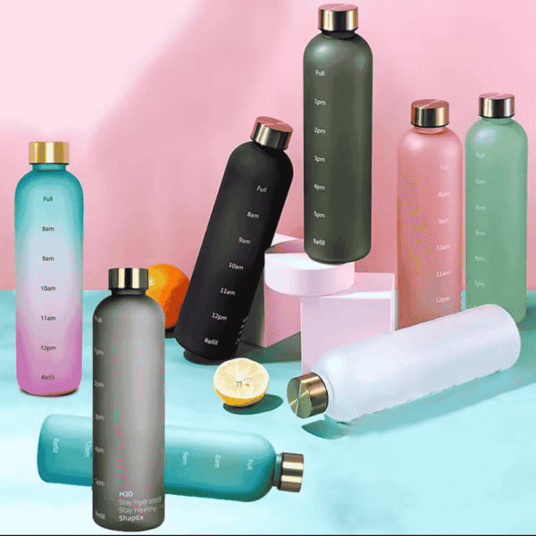 1L high Quality shaded water bottle with golden cap Hard plastic food grade material - Image 2