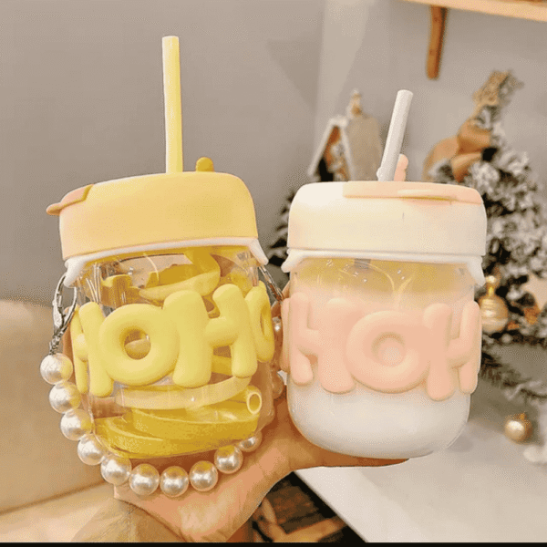 TRENDING PEARL GLASS SIPPER With glass straw - Image 5