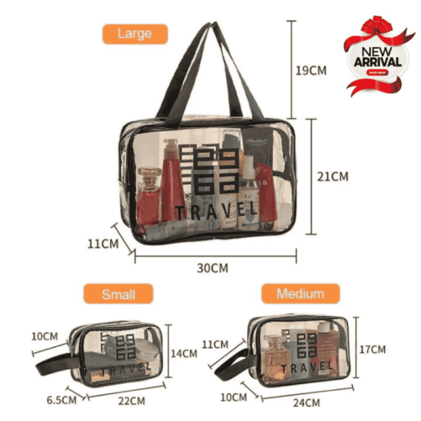 3 Pcs Unique Transparent Makeup Pouch Imported Bags - Image 3