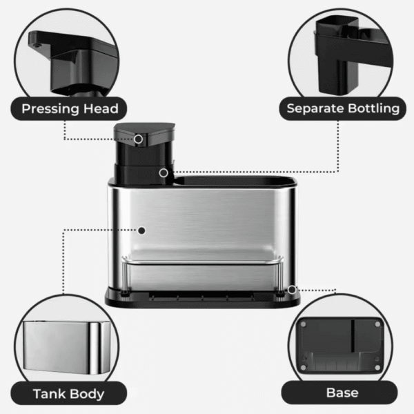 3 in 1 Kitchen Stainless Steel Soap Dispenser - Image 5