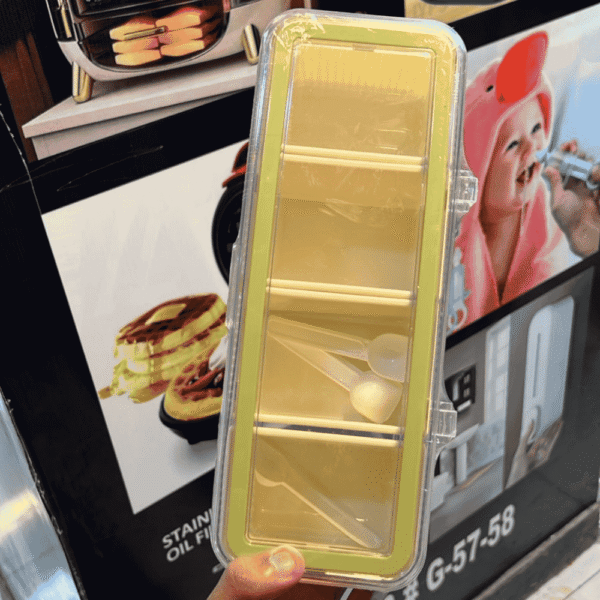 Kitchen Spice Box, 4 Compartments Clear Seasoning Box with Lid and Serving Spoons - Image 3