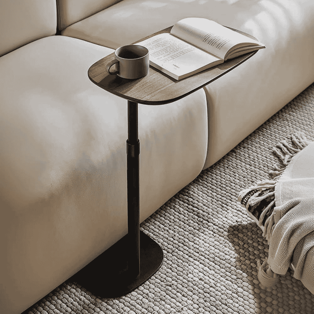 C Shaped Side Table Adjustable Height, 360°Swivel C Shaped End Table