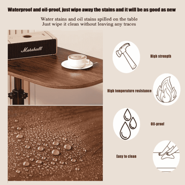 C Shaped Side Table Adjustable Height, 360°Swivel C Shaped End Table - Image 5