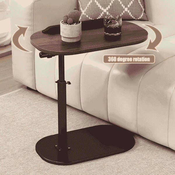 C Shaped Side Table Adjustable Height, 360°Swivel C Shaped End Table - Image 4