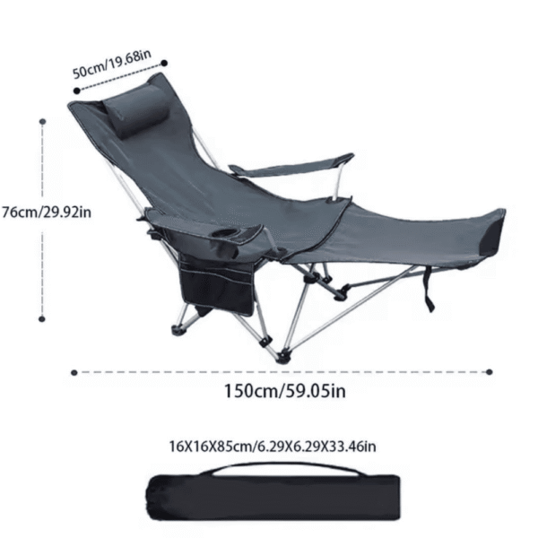 Foldable portable chair with armrests , Head rest , leg rest and cup holder - Image 5