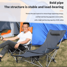 Foldable portable chair with armrests , Head rest , leg rest and cup holder