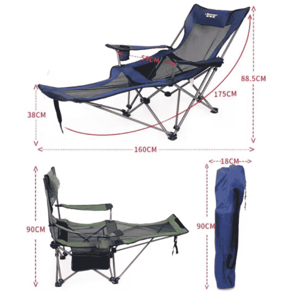 Foldable portable chair with armrests , Head rest , leg rest and cup holder - Image 6