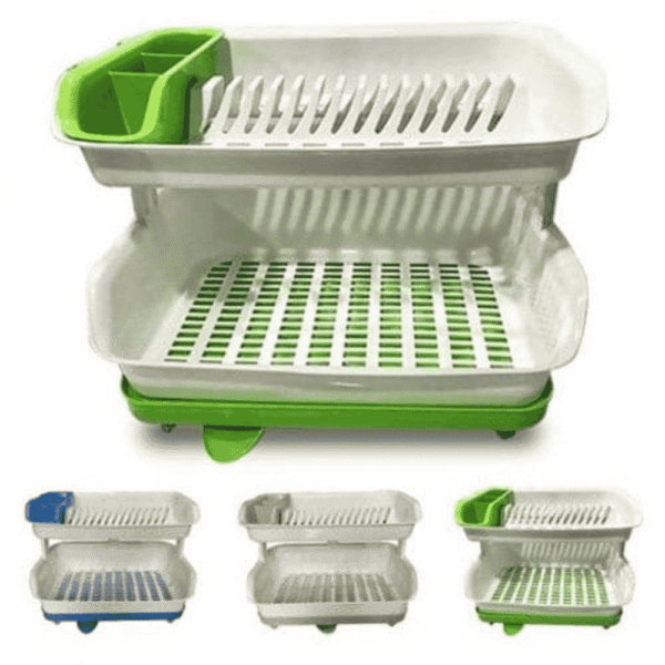 Kitchen Master Double Layer Dish Drainer Random Colours (With Box) - Image 3