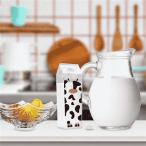 1L Acrylic Reusable Milk Carton Shaped Water Bottle Leakproof Juice Tea Jug