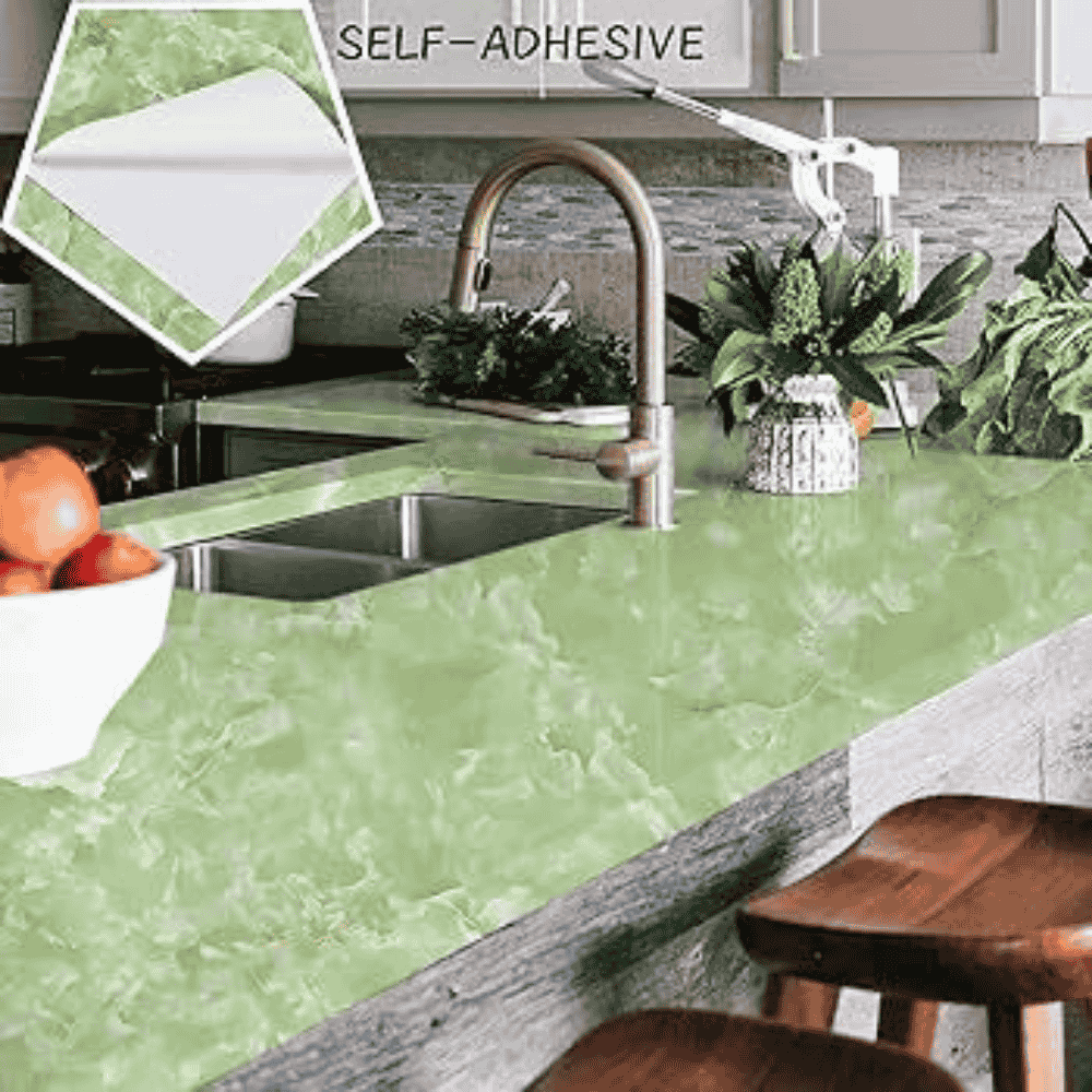 Green Granite Stone Look Marble Effect Contact Paper Faux Countertop Peel and Stick