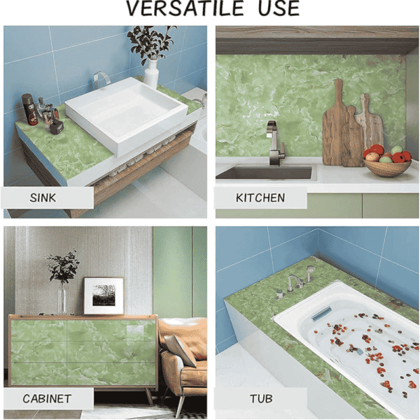 Green Granite Stone Look Marble Effect Contact Paper Faux Countertop Peel and Stick - Image 4