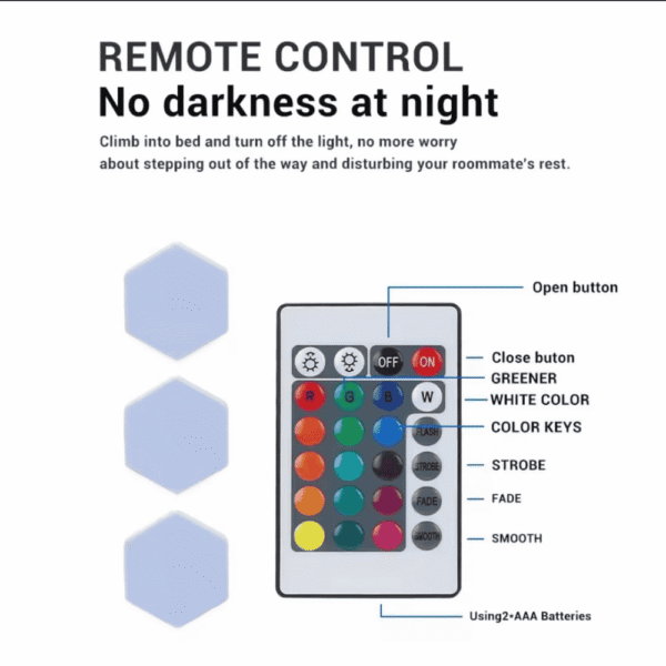 6pcs set Hexagon touch and remote control RGB lights with remote - Image 5