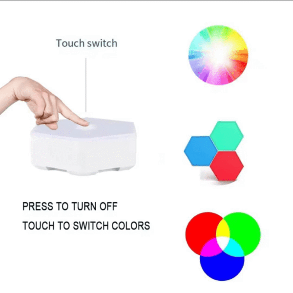 6pcs set Hexagon touch and remote control RGB lights with remote - Image 3