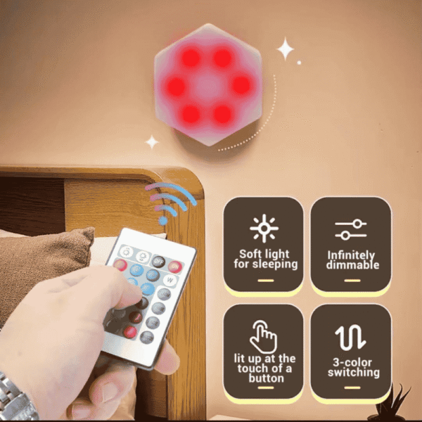 6pcs set Hexagon touch and remote control RGB lights with remote - Image 4