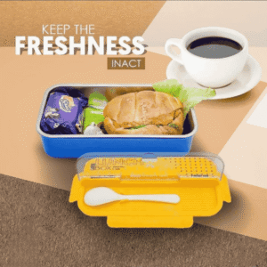 Stainless Steel 2 Portion Lunch Box With Spoon And Lids 600 ML