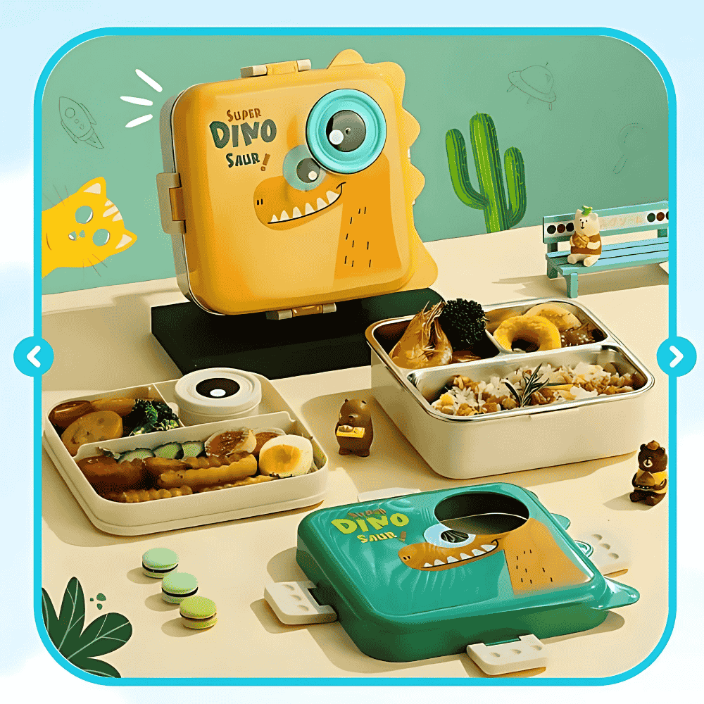 New Dino Double Decker Kids Lunch Box Retail