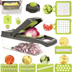 16-in-1 Vegetable Chopper and Slicer Set – Multi-Function Veggie Cutter with Storage Box & Blades