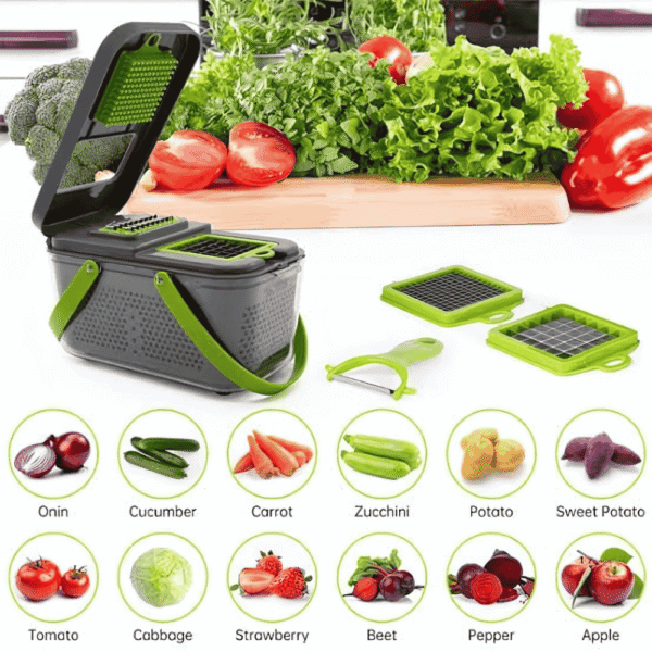 22-in-1 Multifunctional Vegetable Slicer – All-in-One Chopper, Cutter, Grater & Storage Box - Image 3