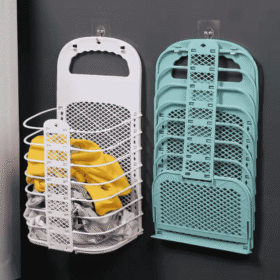 Foldable Laundry Basket with Hanging Hook – Space-Saving Clothes Storage Organizer