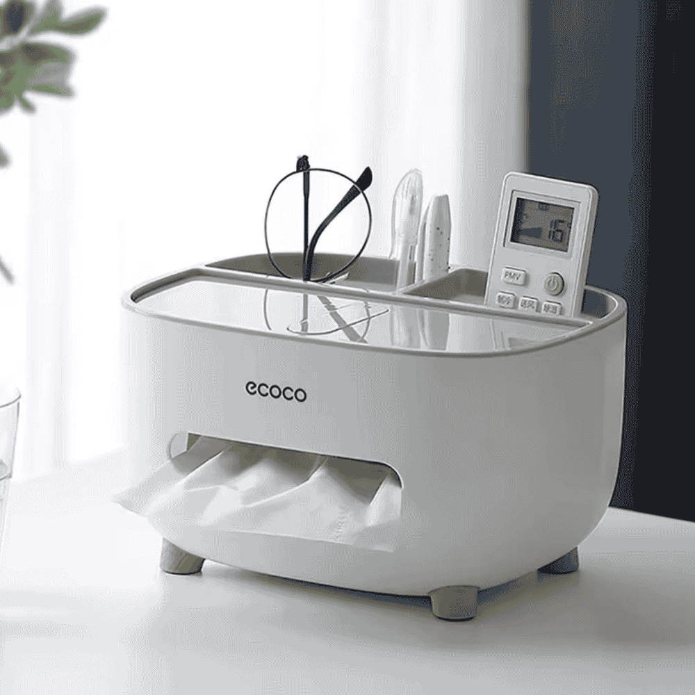 Multifunctional Tissue Box with Remote & Accessory Storage – Household Organizer for Living Room, Bathroom & Bedroom