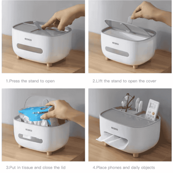 Multifunctional Tissue Box with Remote & Accessory Storage – Household Organizer for Living Room, Bathroom & Bedroom - Image 4