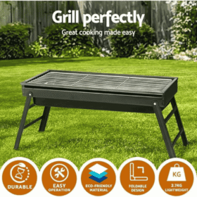 Portable Barbecue Grill with Ashtray Plate – Foldable Charcoal BBQ for Outdoor Cooking, Camping, and Garden Parties