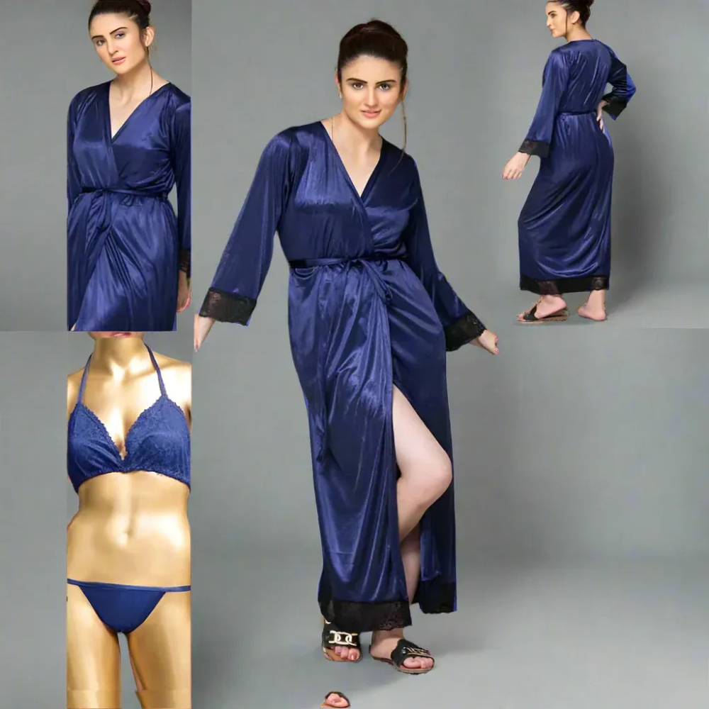 3-Piece Bridal Nighty Set for Women | Premium Silk Jersey Nightwear | THE PRODUCT PARLOUR Pakistan - Image 4