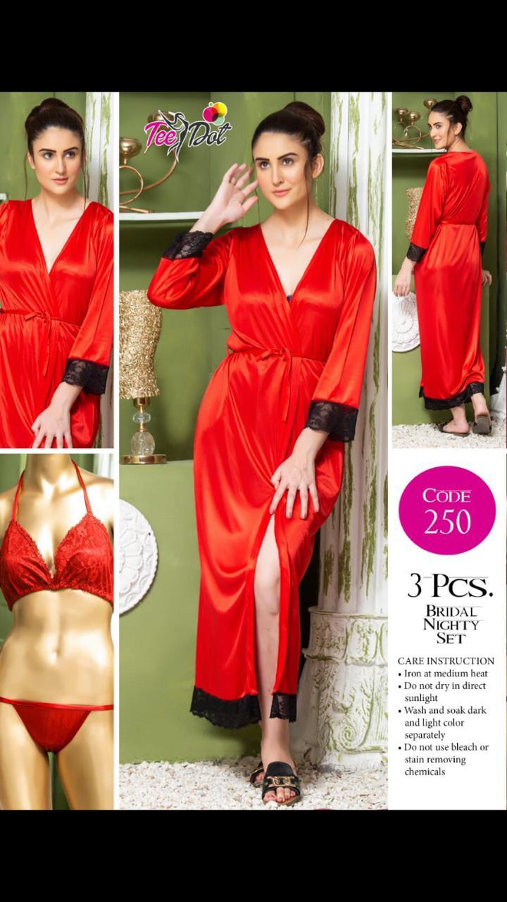 3-Piece Bridal Nighty Set for Women | Premium Silk Jersey Nightwear | THE PRODUCT PARLOUR Pakistan - Image 5