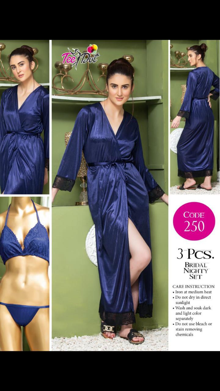 3-Piece Bridal Nighty Set for Women | Premium Silk Jersey Nightwear | THE PRODUCT PARLOUR Pakistan - Image 6