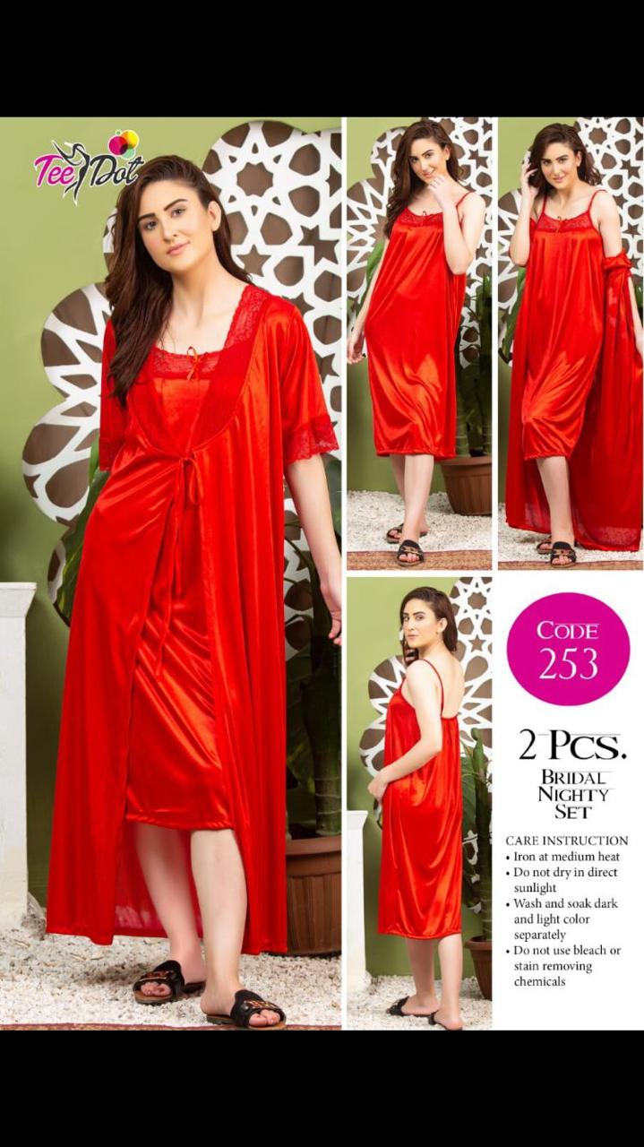 Premium Silk Jersey Knit 2 Piece Nightwear Set for Women | Inner + Gown - Image 2