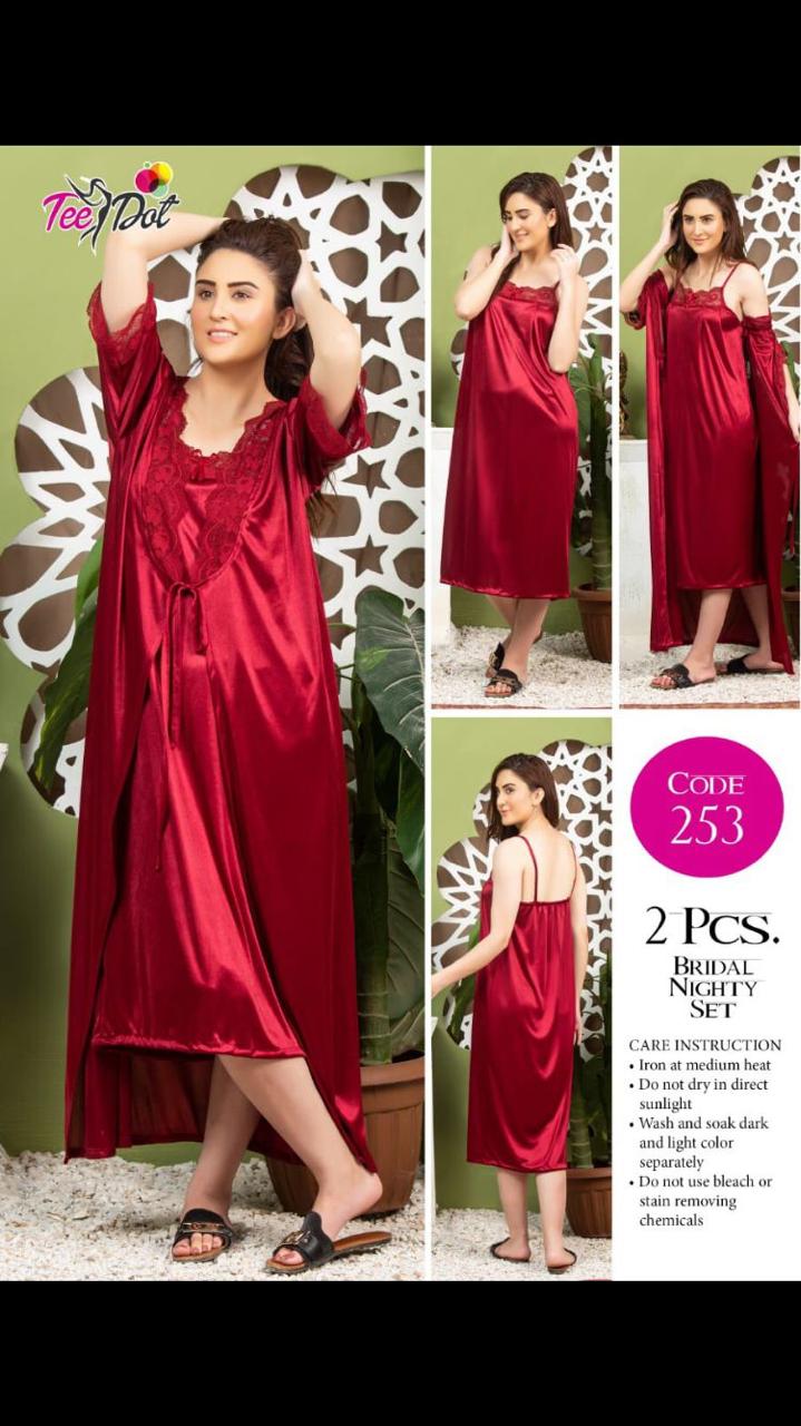 Premium Silk Jersey Knit 2 Piece Nightwear Set for Women | Inner + Gown - Image 3