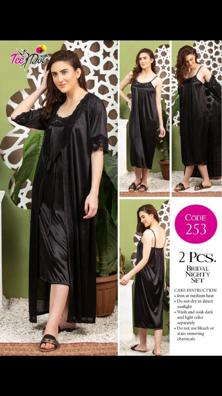 Premium Silk Jersey Knit 2 Piece Nightwear Set for Women | Inner + Gown - Image 4